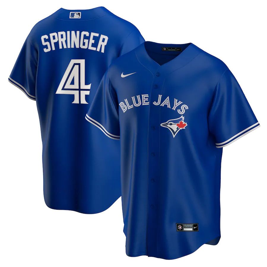 Mens Toronto Blue Jays #4 George Springer Nike Royal Alternate Replica Player MLB Jerseys